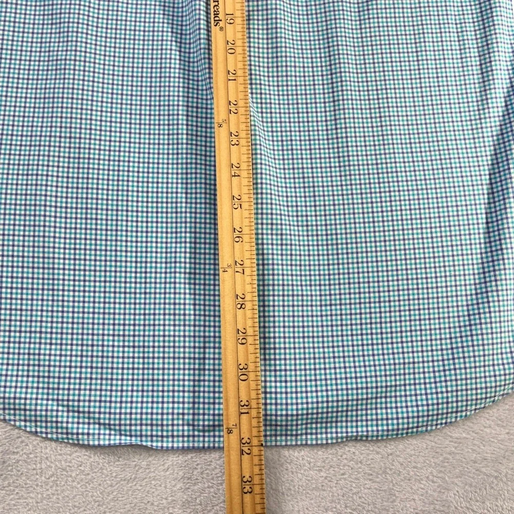 Polo Ralph‎ Lauren Custom Fit Stretch Poplin Shirt Men XXL Blue White Gingham